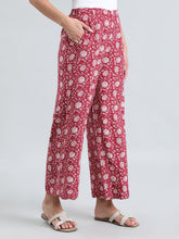 Load image into Gallery viewer, Go Colors Dark Pink Woven Viscose Printed Palazzo
