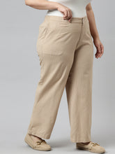 Load image into Gallery viewer, Go Colors Beige Cotton Stripes Cargo Pant
