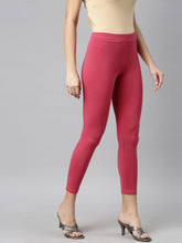 Load image into Gallery viewer, Go Colors Rusty Rose Cotton Stretch Cropped Leggings

