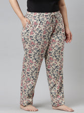 Load image into Gallery viewer, Go Colors Beige Cotton Knit Printed Lounge Pants
