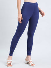 Load image into Gallery viewer, Go Colors Ink Blue Cotton Stretch Ankle Length Leggings
