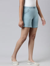 Load image into Gallery viewer, Go Colors Dusty Blue Cotton Knit Shorts
