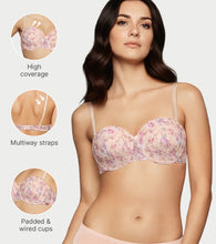 Load image into Gallery viewer, Enamor Strapless Multiway Styling Women’s T-Shirt Bra, Padded, Wired, High Coverage – FE26

 (Print)
