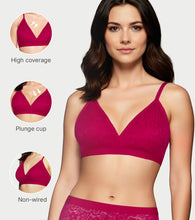 Load image into Gallery viewer, Enamor SMB04  Plunge Cup Non-Wired Bra, High Coverage (Red)
