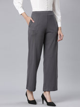 Load image into Gallery viewer, Go Colors Silver Grey Roma Ponte Wide Pants
