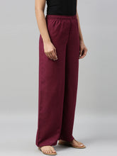 Load image into Gallery viewer, Go Colors Medium Violet Viscose Blend Linen Palazzos
