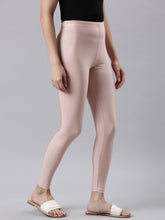 Load image into Gallery viewer, Go Colors Rose Gold Nylon Stretch Shimmer Leggings
