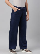 Load image into Gallery viewer, Go Colors Navy Linen Cargo Pants
