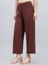 Load image into Gallery viewer, Go Colors Brown Drop Needle Fabric Rib Palazzo
