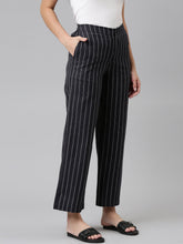 Load image into Gallery viewer, Go Colors Navy Cotton Stripes Cargo Pant
