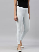 Load image into Gallery viewer, Go Colors Aqua Cotton Stretch Ankle Length Leggings
