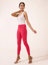 Load image into Gallery viewer, Go Colors Medium Pink Cotton Stretch Ankle Length Leggings
