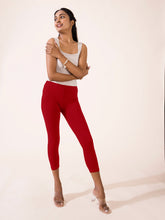 Load image into Gallery viewer, Go Colors Light Maroon Cotton Stretch Cropped Leggings
