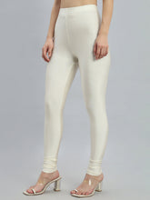 Load image into Gallery viewer, Go Colors Cream Nylon Stretch Shimmer Churidar
