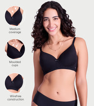 Load image into Gallery viewer, Enamor Ultra Smooth T-Shirt Bra - Padded, Non-Wired, Full Coverage - A127 (Jet Black)
