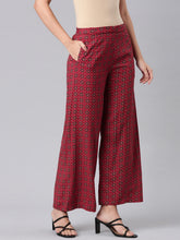 Load image into Gallery viewer, Go Colors Red Woven Viscose Printed Palazzo
