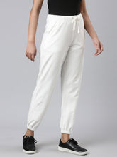 Load image into Gallery viewer, Go Colors Cream Cotton Stretch Casual Joggers
