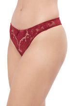 Load image into Gallery viewer, Amante Eternal Bliss Lace Low Rise Thong Panty - Red Berry 70201
