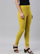 Load image into Gallery viewer, Go Colors Parrot Green Cotton Stretch Churidar
