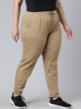 Load image into Gallery viewer, Go Colors Khaki Cotton Poly Stretch Cuffed Joggers
