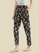 Load image into Gallery viewer, Go Colors Black Woven Viscose Printed Lounge Pants
