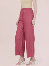 Load image into Gallery viewer, Go Colors Light Wine Woven Viscose Basic Palazzo
