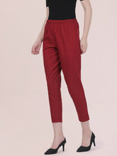 Load image into Gallery viewer, Go Colors Light Maroon Cotton Pencil Pant
