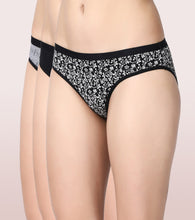 Load image into Gallery viewer, Enamor CR01-The Branded Stretch C Bikini Panty| Antimicrobial And Stain Release Finish| Cotton Spandex- Pack of 3 (Multicolor print)
