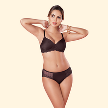 Load image into Gallery viewer, Sonari Romantic Nylon Spandex Lace Medium Coverage Padded Wirefree Bridal Lingerie Set with Low Rise Bikini Panty – FLASH
