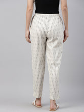 Load image into Gallery viewer, Go Colors Ecru Linen Ikat Pencil Pant
