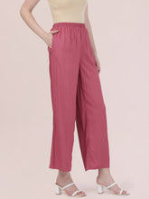 Load image into Gallery viewer, Go Colors Light Wine Woven Viscose Basic Palazzo
