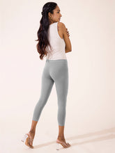 Load image into Gallery viewer, Go Colors Ebony Grey Cotton Stretch Cropped Leggings
