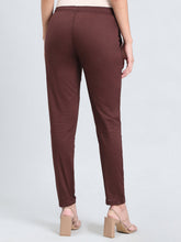 Load image into Gallery viewer, Go Colors Dark Brown Cotton Cambric Cotton Pants
