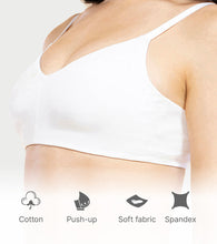 Load image into Gallery viewer, Enamor Ultra-Smoothing Women's Cotton Everyday T-Shirt Bra - No-Pinch, Hidden Lift, Non Padded, Wirefree, High Coverage - A027 (White)
