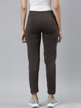 Load image into Gallery viewer, Go Colors Silver Grey Cotton Stretch Side Stripes Track Pant
