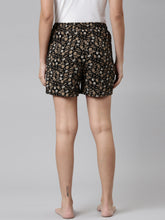 Load image into Gallery viewer, Go Colors Black Woven Viscose Printed Lounge Shorts
