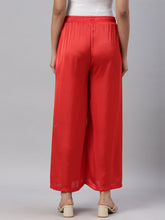 Load image into Gallery viewer, Go Colors Bright Red Polyester Shiny Palazzo
