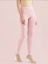 Load image into Gallery viewer, Go Colors Pastel Pink Cotton Stretch Ankle Length Leggings
