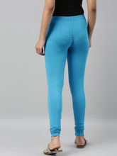 Load image into Gallery viewer, Go Colors Bright Turquoise Cotton Stretch Churidar
