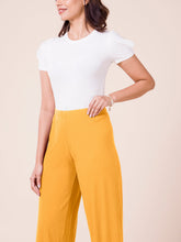 Load image into Gallery viewer, Go Colors Golden Yellow Drop Needle Fabric Rib Palazzo
