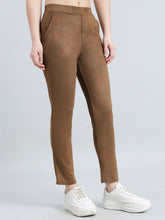 Load image into Gallery viewer, Go Colors Brown Poly Stretch Suede Tregging
