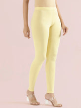 Load image into Gallery viewer, Go Colors Butter Yellow Cotton Stretch Ankle Length Leggings
