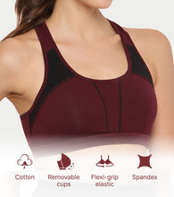 Load image into Gallery viewer, Enamor Medium Impact, Side Panel Shaping, Racer Back Women's Cotton Sports Bra - Padding with Removable Cups, Wirefree, High Coverage - SB08 (Grapewine)
