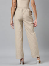 Load image into Gallery viewer, Go Colors Beige Cotton Stripes Cargo Pant
