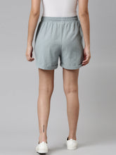 Load image into Gallery viewer, Go Colors Light Ink Blue Stripes Linen Shorts
