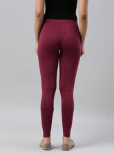 Load image into Gallery viewer, Go Colors Medium Violet Cotton Stretch Ankle Length Leggings
