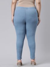 Load image into Gallery viewer, Go Colors Light Blue Cotton Poly Stretch Denim Leggings
