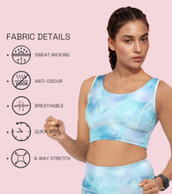 Load image into Gallery viewer, Enamor Cutaway Back Detail Quick Dry Printed Sports Bra - Removable Padding, Non-Wired, Medium Coverage - A204 (Galaxy Splatter Prt)
