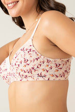 Load image into Gallery viewer, Amante Satin Edge Padded Non-wired T-shirt Bra - Pompaneete Leaf Floral Pr 10116
