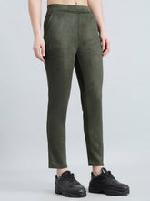 Load image into Gallery viewer, Go Colors Dark Olive Poly Stretch Suede Tregging
